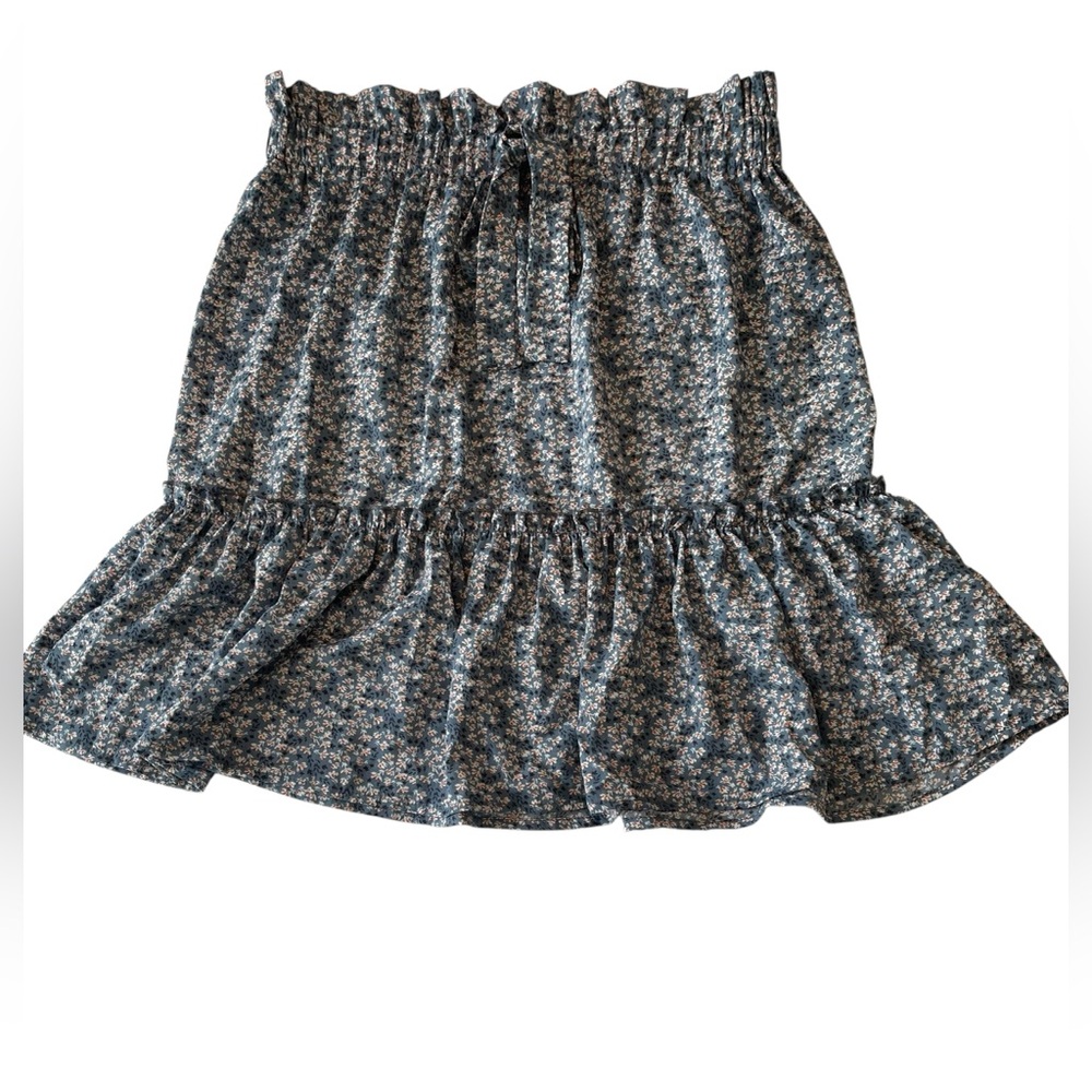 Women’s NWOT‎ Tiered Ditsy Floral Skirt Country Blue Cream Size L Cottagecore